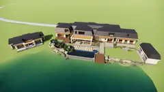 Aerial architectural rendering of Estate House