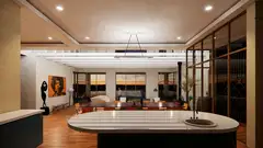Estate House open-plan kitchen and living area